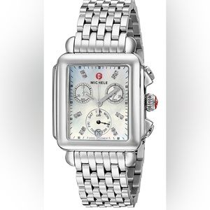 MICHELE Ladies Deco Mother of Pearl Dial Chronograph Stainless Steel